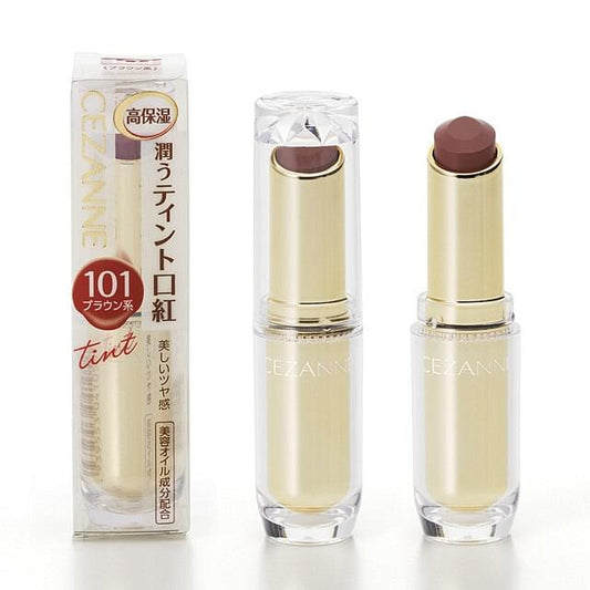 CEZANNE Lasting Gloss Lip 101 brown tint, clear case with gold cap