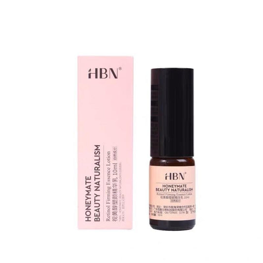 HBN retinol firming essence lotion 10 ml bottle with black cap and pink box