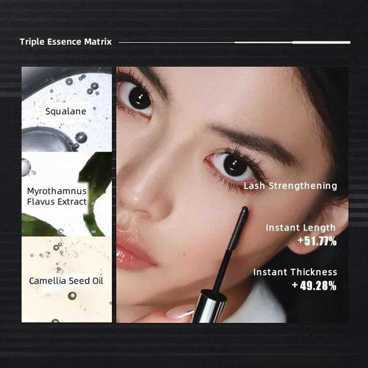 Black mascara on lashes with wand near eye, JUDYDOLL Feather Lash Iron Mascara