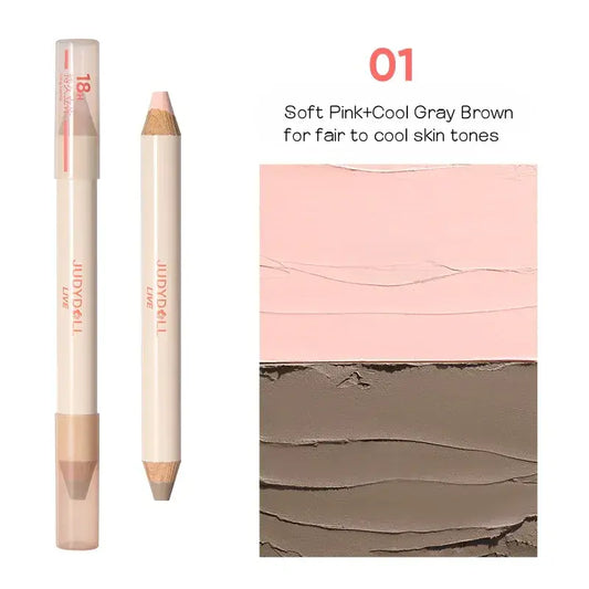 Dual-ended highlight and contour stick, beige with brown pencil tip