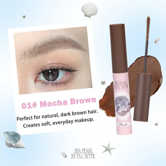 Eyebrow tint shade 01 Mocha Brown with tube and brush applicator for brows.