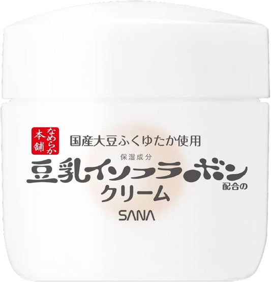 White SANA soy milk isoflavone cream jar with red logo and label, no visible cap.