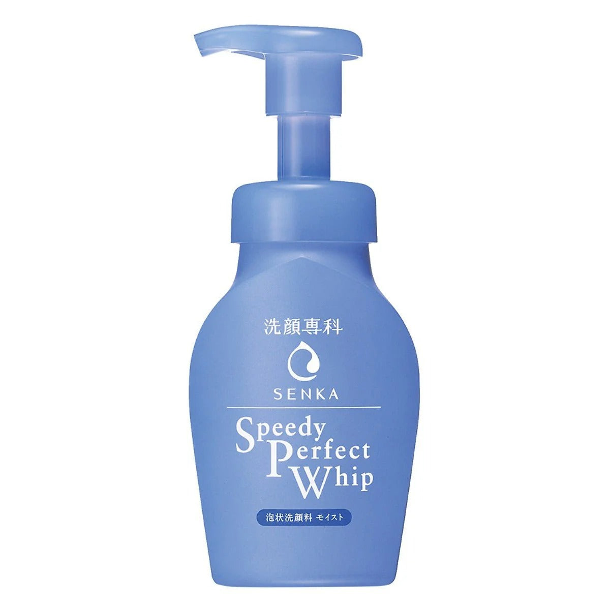 Senka Speedy Perfect Whip facial foam bottle with blue pump dispenser