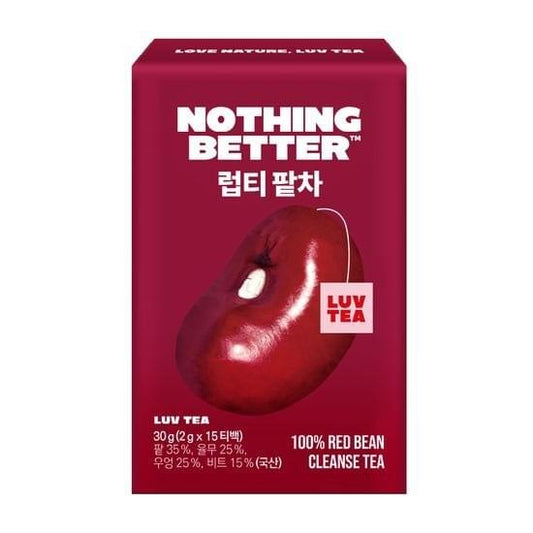 Nothing Better Luv Tea cleanse tea box with maroon package and droplet graphic