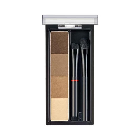 Brow shaping powder set in a clear case with 3 brown shades and two brushes