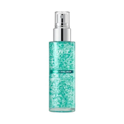 Anua hyaluronic acid hydrating mist bottle with silver pump and teal aqua gel look