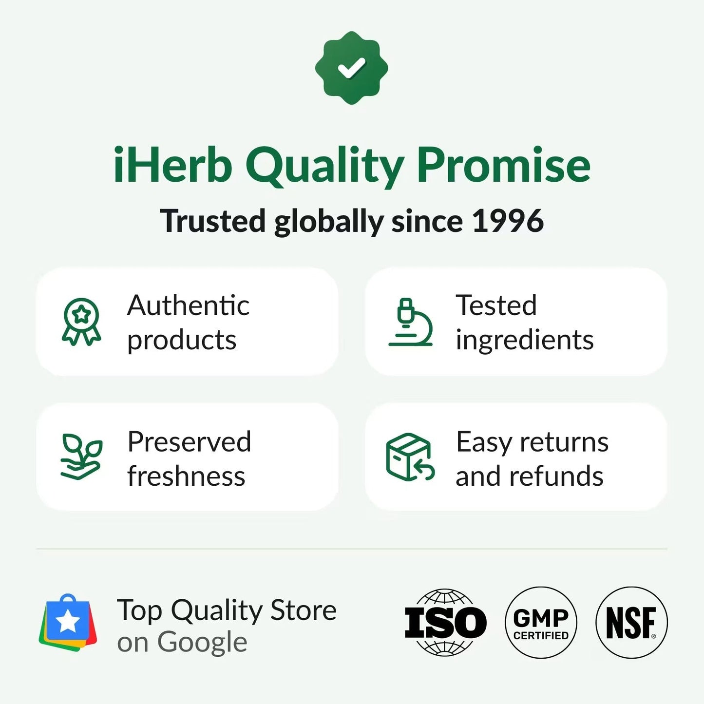 Skincare quality promise graphic with authenticity and ingredients icons