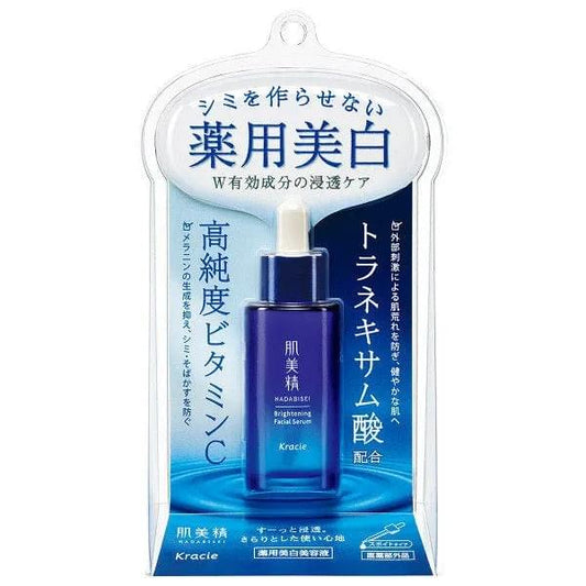 Brightening facial serum dropper bottle in blue blister pack