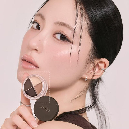 Rom&nd Han All Eye Pot Liner compact with open palette, four shades in dusty rose tones