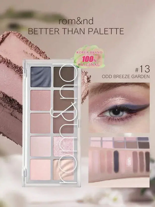 Eyeshadow palette with matte pinks and browns plus glittery pink shimmer pan