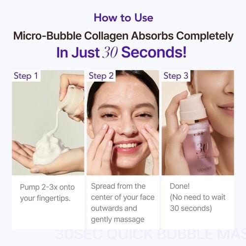 Bubble mask how-to use steps showing gel pump and face application