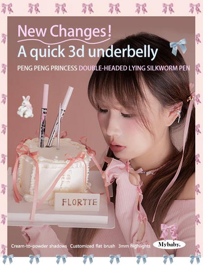 Retractable double-ended lying silkworm eye pencil with light and dark tips