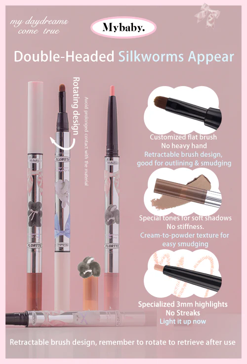 Double-ended brush pencil set with retractable light and dark ends