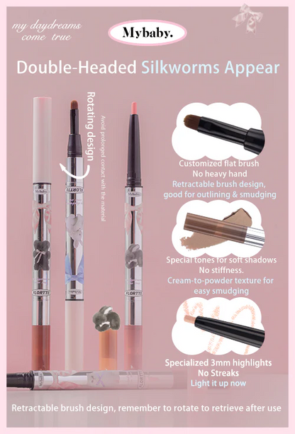 Double-ended brush pencil set with retractable light and dark ends