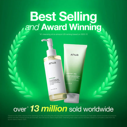 ANUA Heartleaf cleansing duo: oil pump bottle and green foam tube