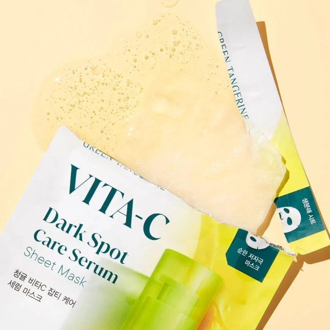 Goodal Green Tangerine Vita C Dark Spot Care Set (Serum + Cream + 2 Sheet Masks)