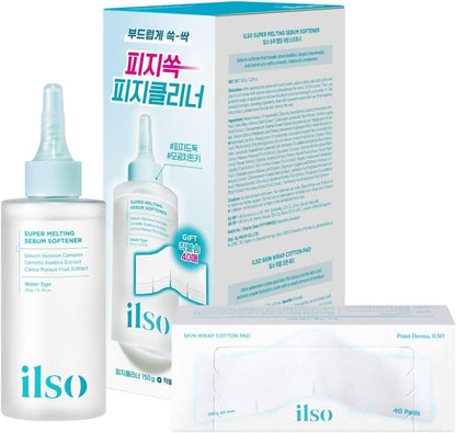 ILSO Natural Mild Clear Nose Patch Set + 40 Skin Wrap Cotton Pads (Sebum Softener & Pore Care Kit）