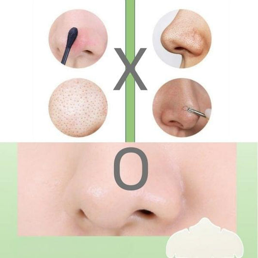 Sleeping nose strip patches and applicator, close-up on nose skin