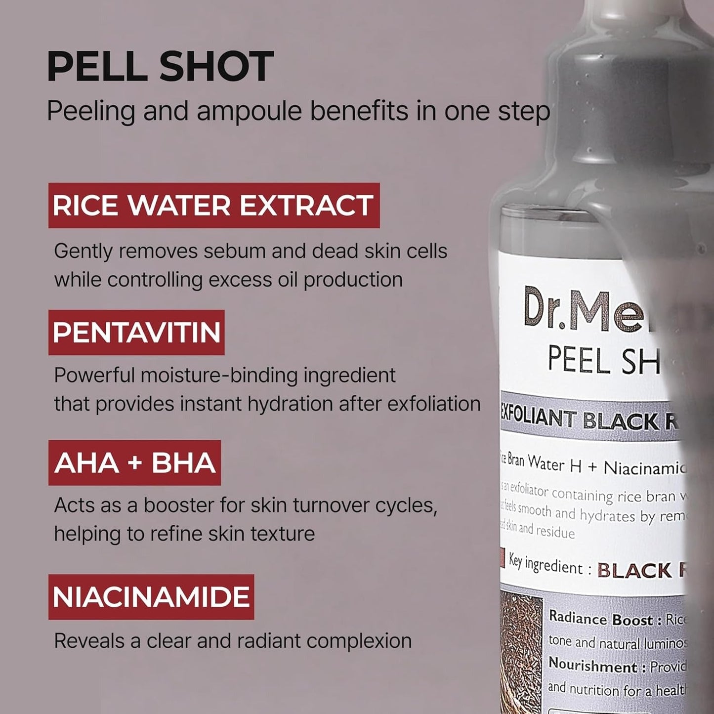 Dr. Melaxin Peel Shot Exfoliating Black Rice Ampoule (80ml)