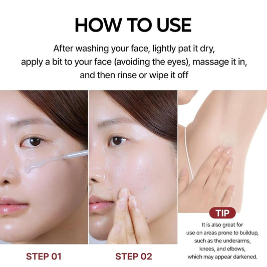 Skincare how-to collage showing face application, eye area avoidance, and gentle rubbing