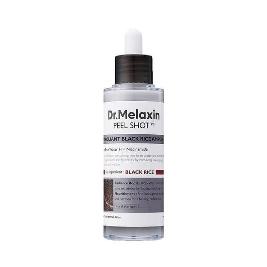 Dr.Melaxin Peel Shot exfoliating black rice ampoule bottle with dropper