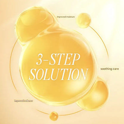 Heart-shaped glow mist bottle in 3-step solution routine graphic