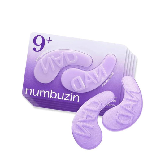 NAD+ collagen under-eye patches, purple gel pads with curved under-eye shape, 2 pieces