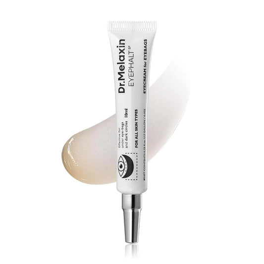 Eye bag cream tube in white with silver cap, small 10g tube