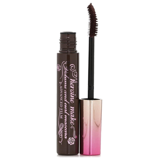 Waterproof mascara bottle with dark cap and black wand, paired with pink base