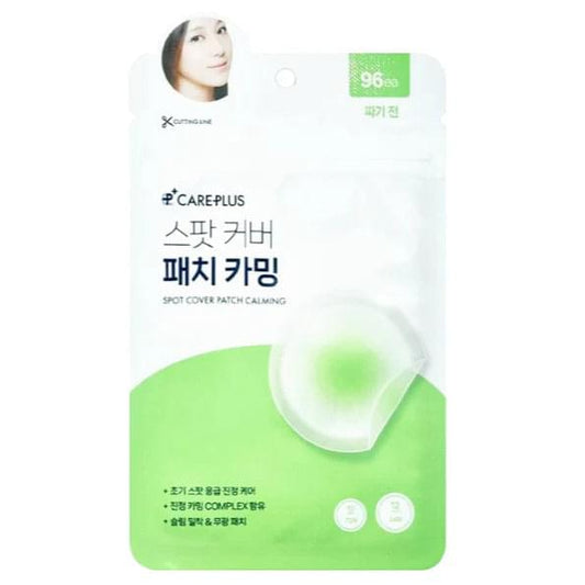CARE PLUS spot cover patch pack, calming 96 pcs, green-and-white circular patches