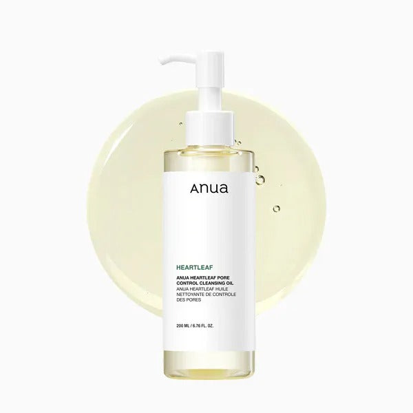 Anua Heartleaf cleansing oil bottle with white pump dispenser, 200 ml