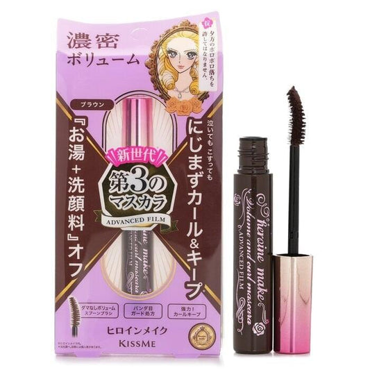 Waterproof volume curl mascara with brown tube and wand, plus retail box