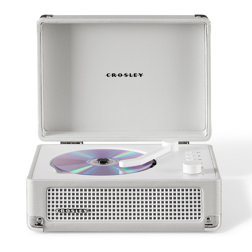 Crosley Cruiser Portable Retro CD Player with Stereo Bluetooth Speakers, FM Radio - White Sands