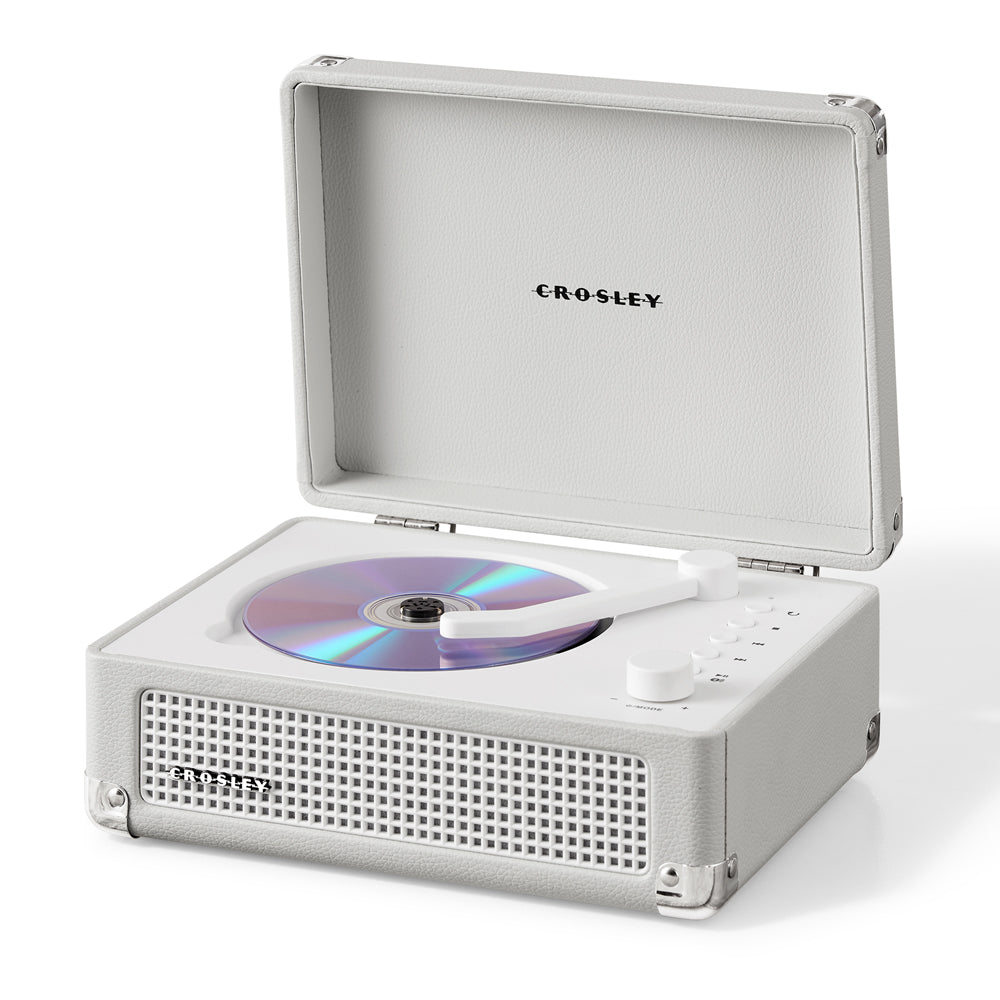 Crosley Cruiser Portable Retro CD Player with Stereo Bluetooth Speakers, FM Radio - White Sands