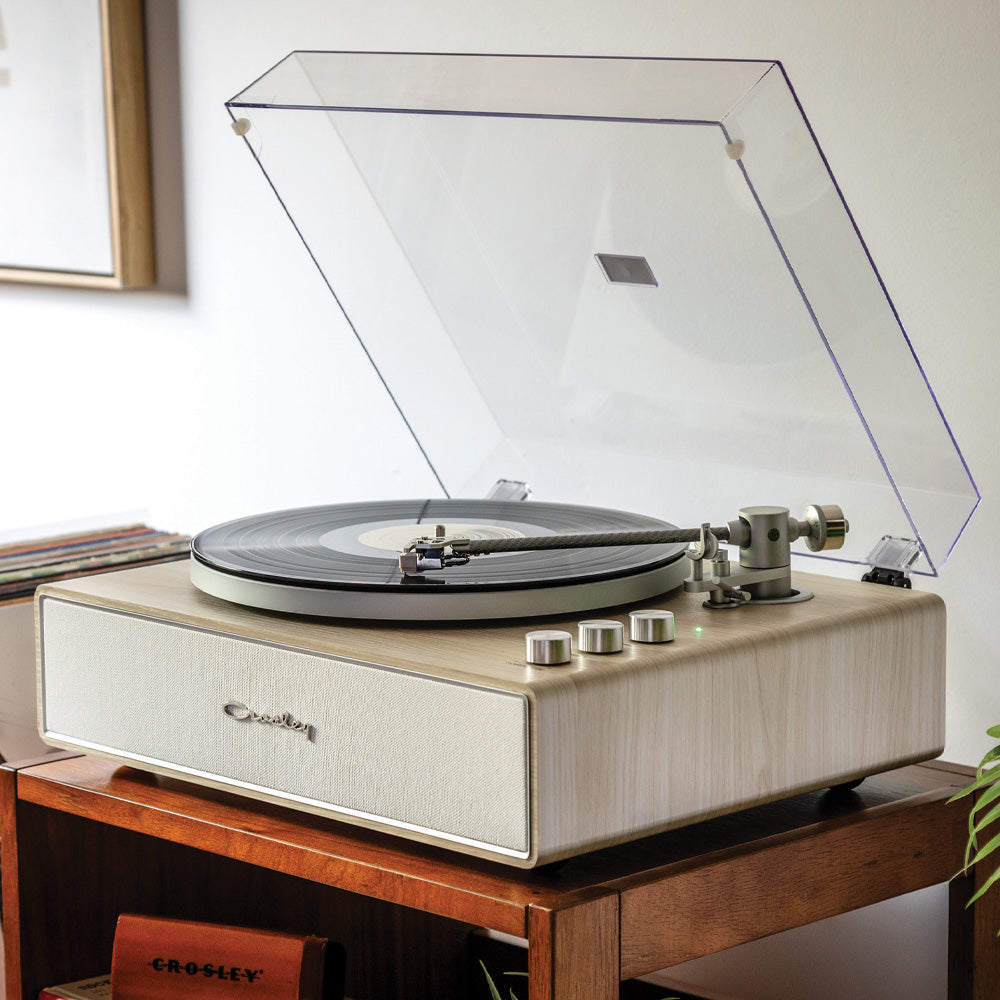 Crosley Stave 2-Speed Bluetooth Record Player Turntable with Built-in Speakers, Natural