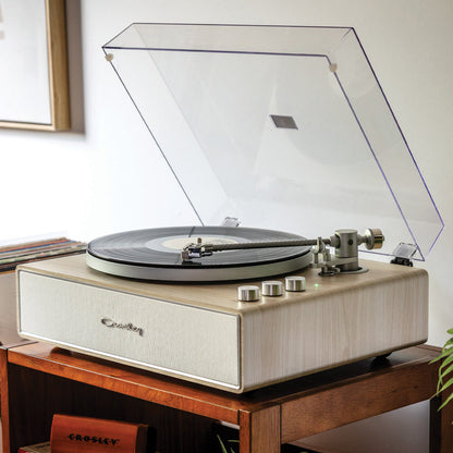 Crosley Stave 2-Speed Bluetooth Record Player Turntable with Built-in Speakers, Natural