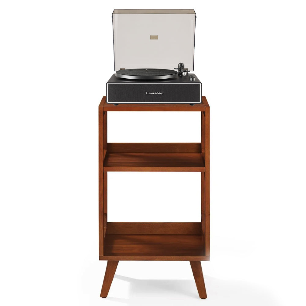 Crosley Stave 2-Speed Bluetooth Record Player Turntable with Built-in Speakers + Crosley Asheville Stand Bundle - Black