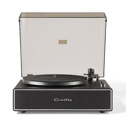 Crosley Stave 2-Speed Bluetooth Record Player Turntable with Built-in Speakers + Crosley Asheville Stand Bundle - Black