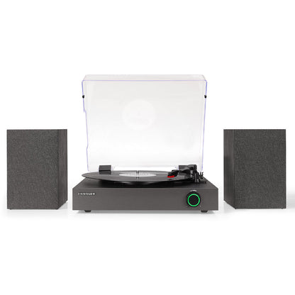 Crosley Zane 3-Speed Bluetooth Vinyl Record Player Turntable, with Matching Stereo Speakers - Black