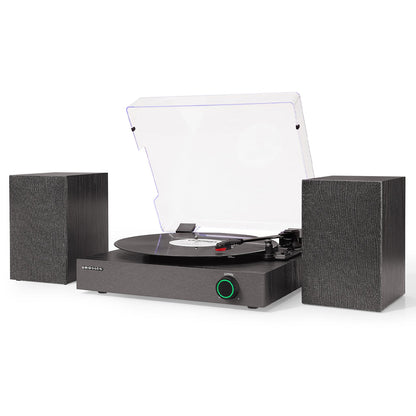 Crosley Zane 3-Speed Bluetooth Vinyl Record Player Turntable, with Matching Stereo Speakers - Black