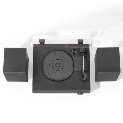 Crosley Zane 3-Speed Bluetooth Vinyl Record Player Turntable, with Matching Stereo Speakers - Black