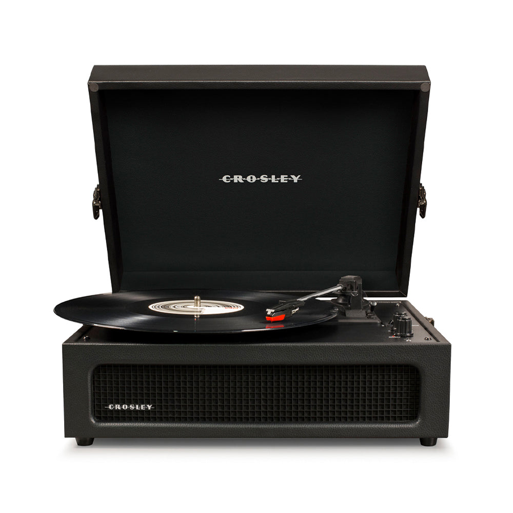 Crosley Voyager Bluetooth Portable Turntable + Crosley Asheville Stand Bundle - Black
