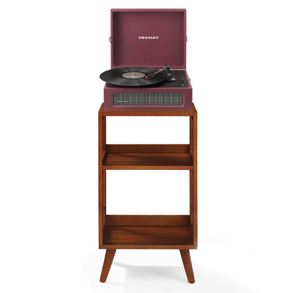 Crosley Voyager Bluetooth Portable Turntable + Crosley Asheville Stand Bundle  - Burgundy