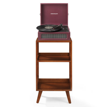 Crosley Voyager Bluetooth Portable Turntable + Crosley Asheville Stand Bundle  - Burgundy