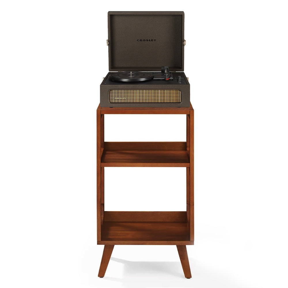 Crosley Voyager Bluetooth Portable Turntable + Crosley Asheville Stand Bundle - Cocoa