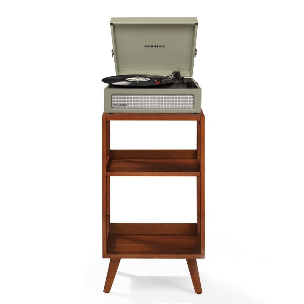 Crosley Voyager Bluetooth Portable Turntable + Crolsey Asheville Stand Bundle - Sage