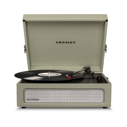 Crosley Voyager Bluetooth Portable Turntable + Crolsey Asheville Stand Bundle - Sage