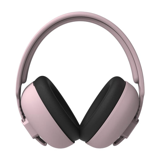 Dusty rose kids ear muffs with black cushioned ear cups