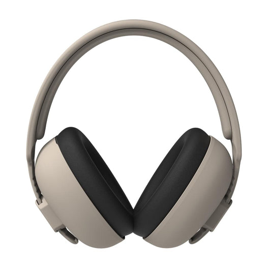 Kids ear muffs with ivory-beige headband and black cushioned ear pads