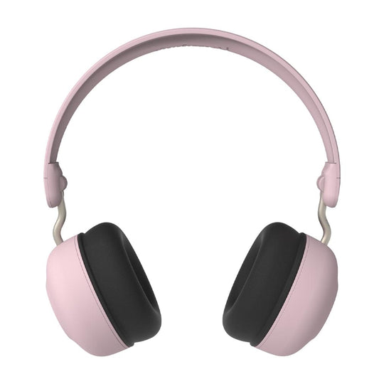 Dusty rose kids Bluetooth over-ear headphones with black ear cushions